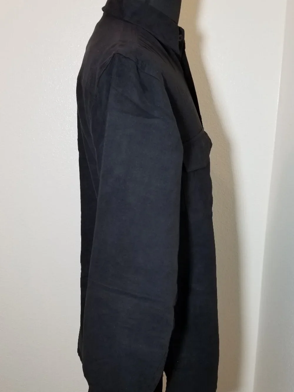 Bruno‎ Mens Medium Black Faux Suede Long Sleeve Button Up Street Western Retro